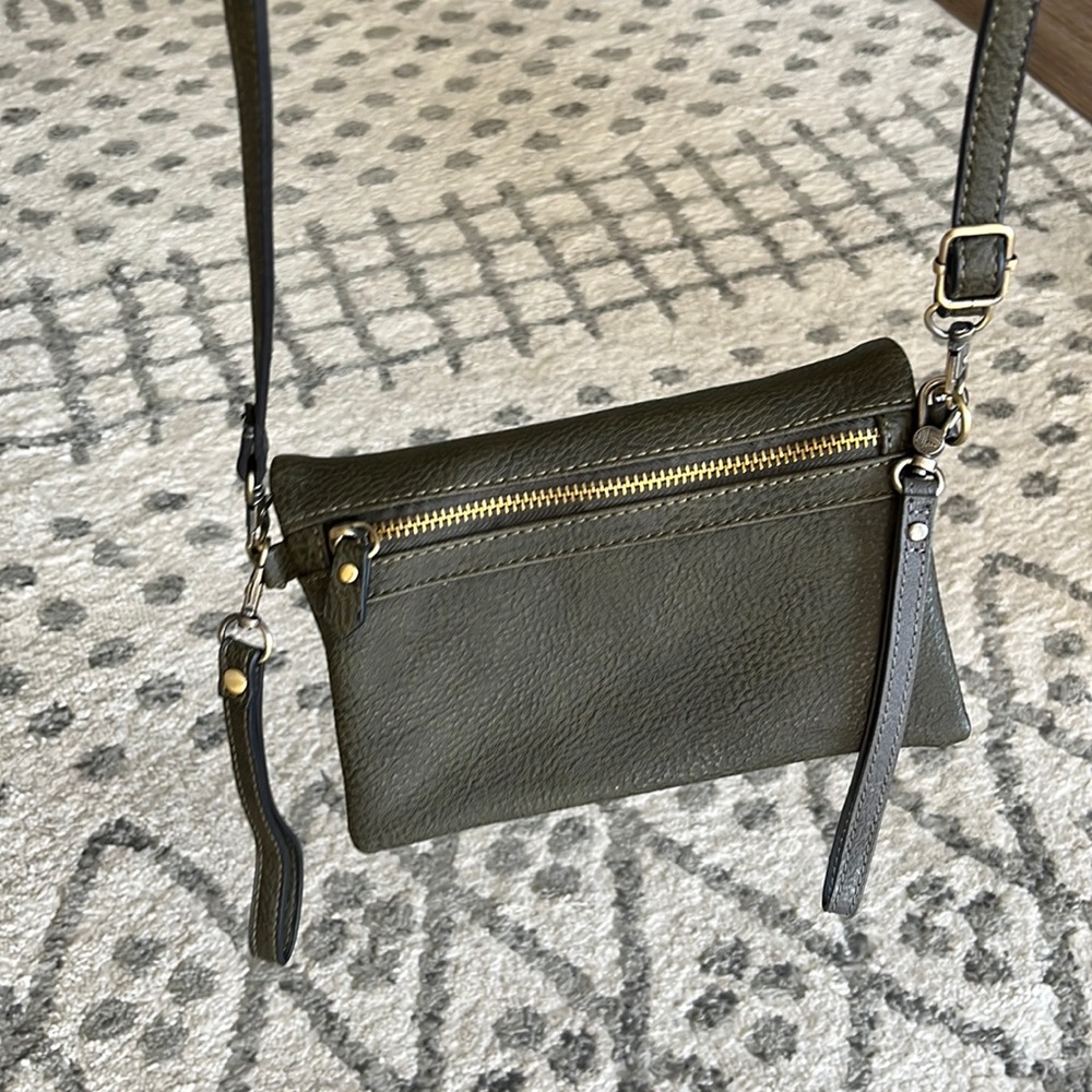 Brand New! Joy Susan multi-pocket vegan leather crossbody & wristlet